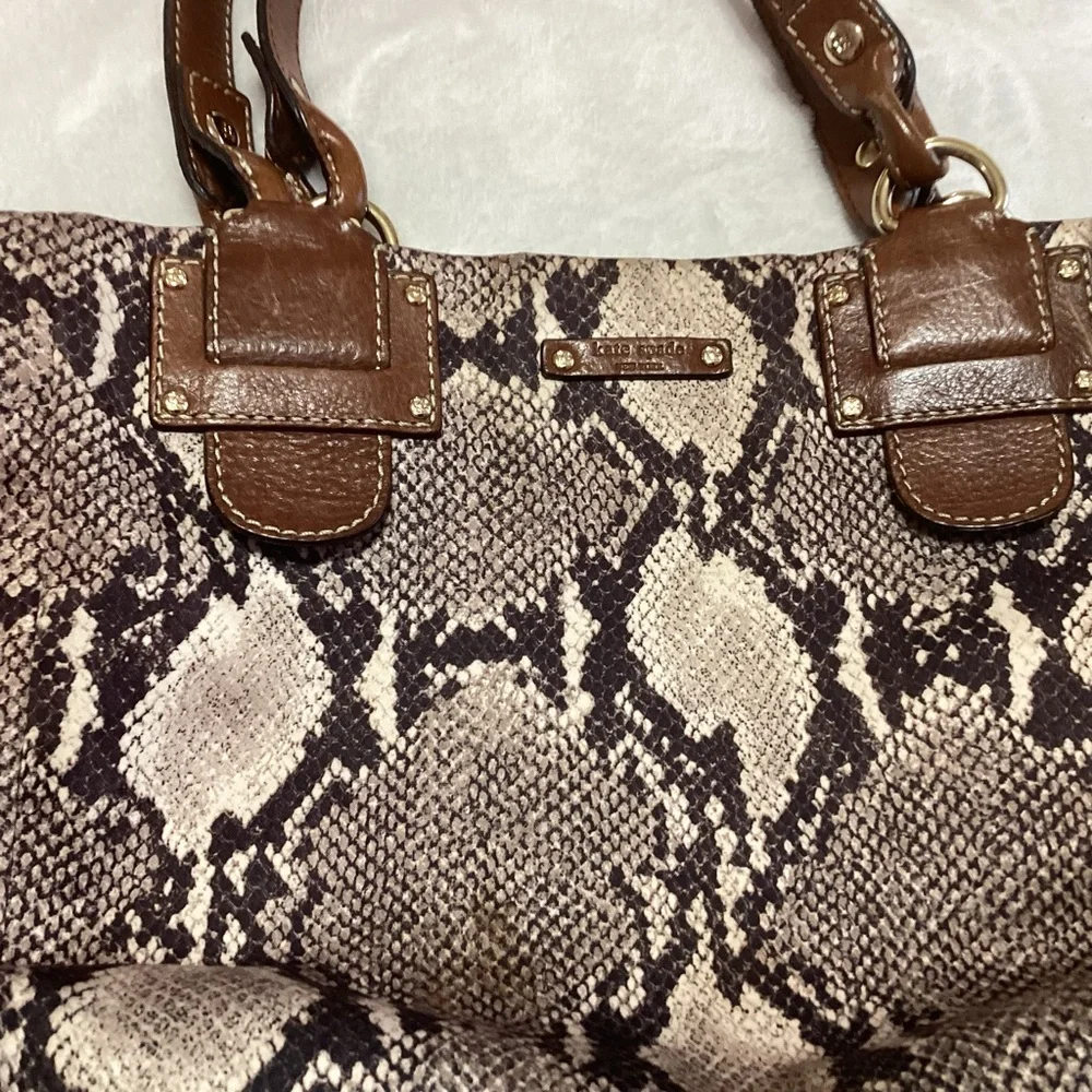Kate Spade New York Snakeskin/Python Print Tote Bag - PXRU0584 Tan/Brown - Picture 3 of 16
